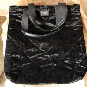 Black Crush Velvet Large Tote Overnight Bag